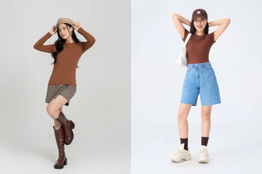 Áo giữ nhiệt basic phối quần short 
