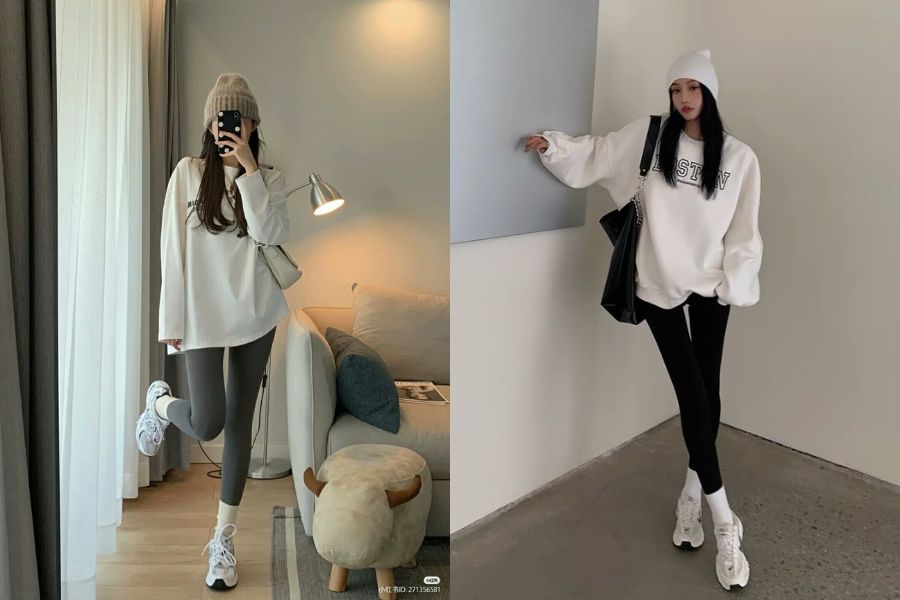 Áo sweater kết hợp quần skinny tôn dáng