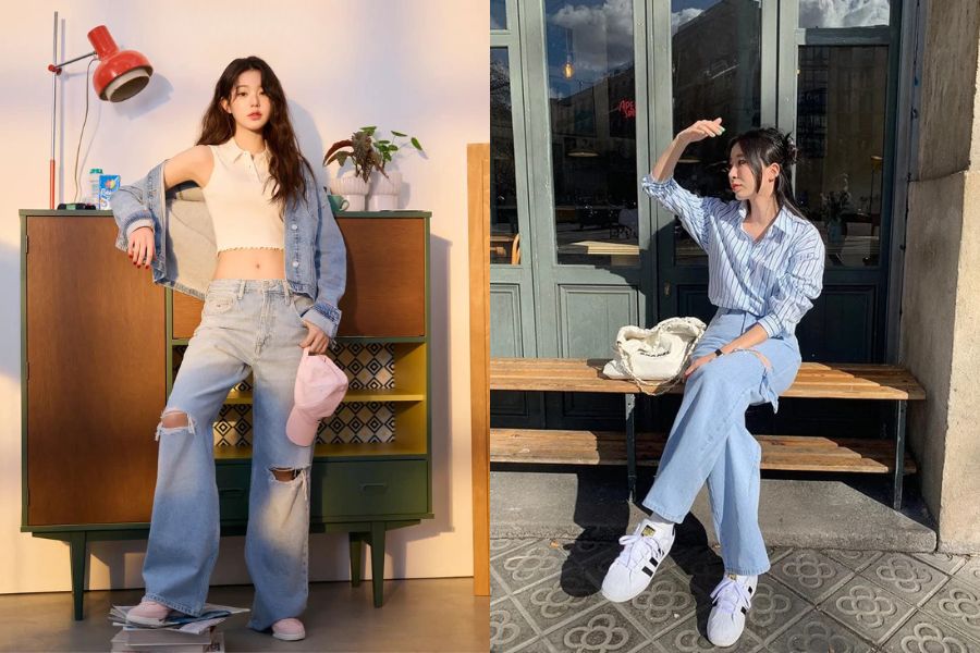 phối quần jean với giày sneaker