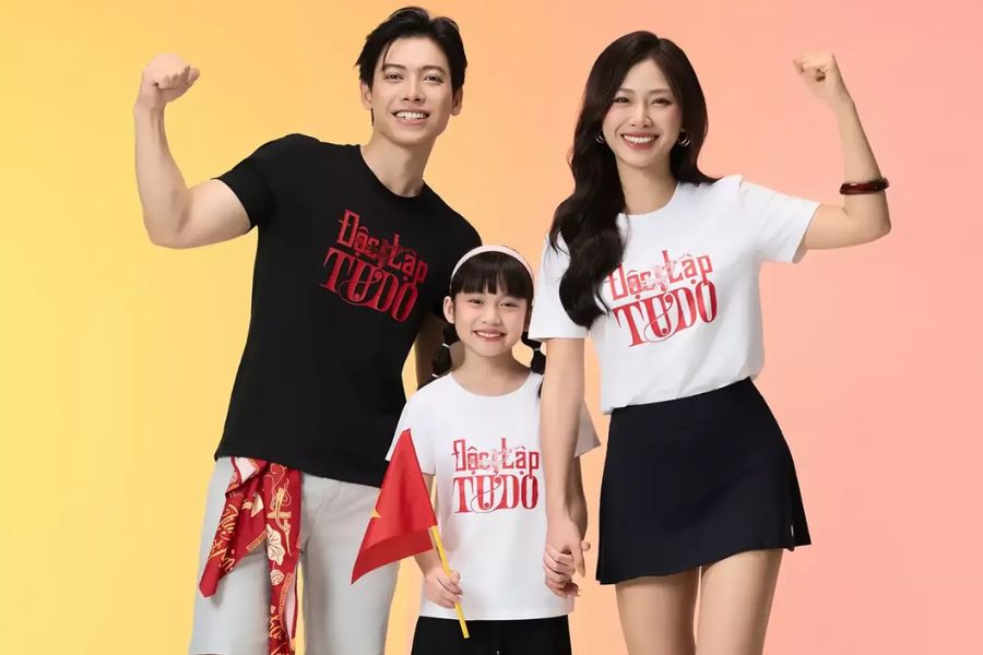 Mẫu áo trẻ em trang trí họa tiết Độc lập - Tự do