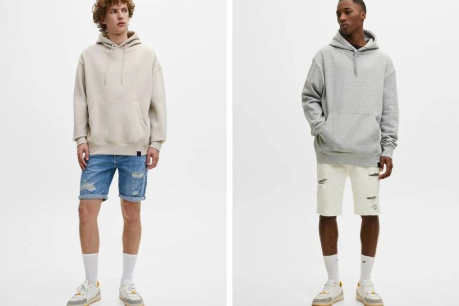 Áo hoodie nam phối cùng quần short 