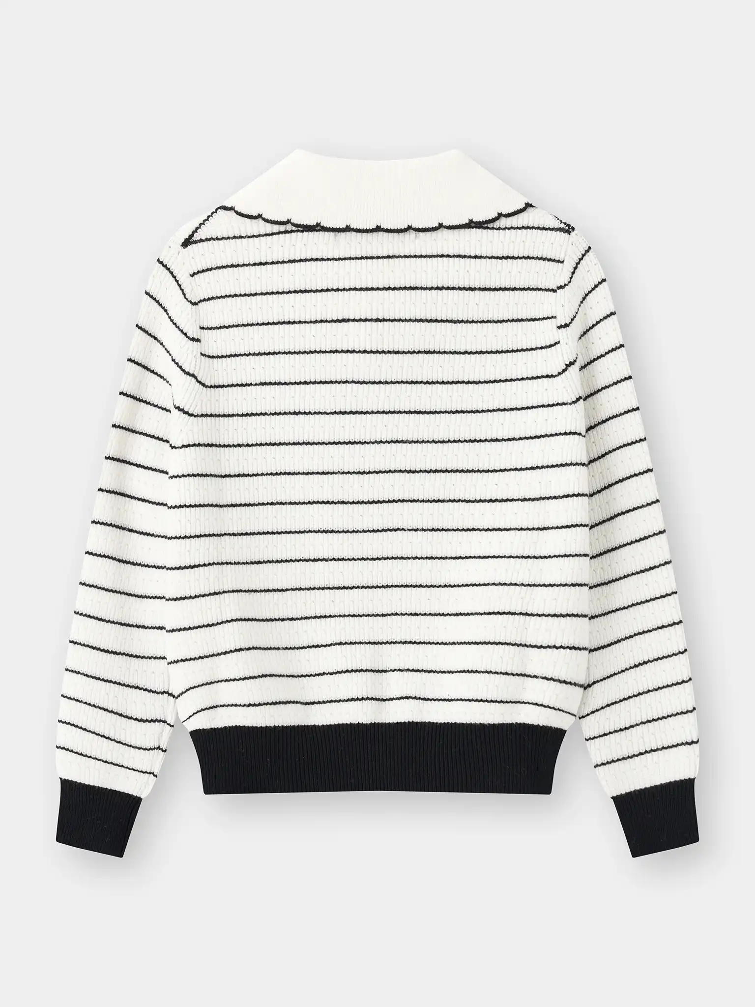 Áo Len Bé Gái 5S Fashion Cổ Bẻ Phối Kẻ Ngang G0ALE25003