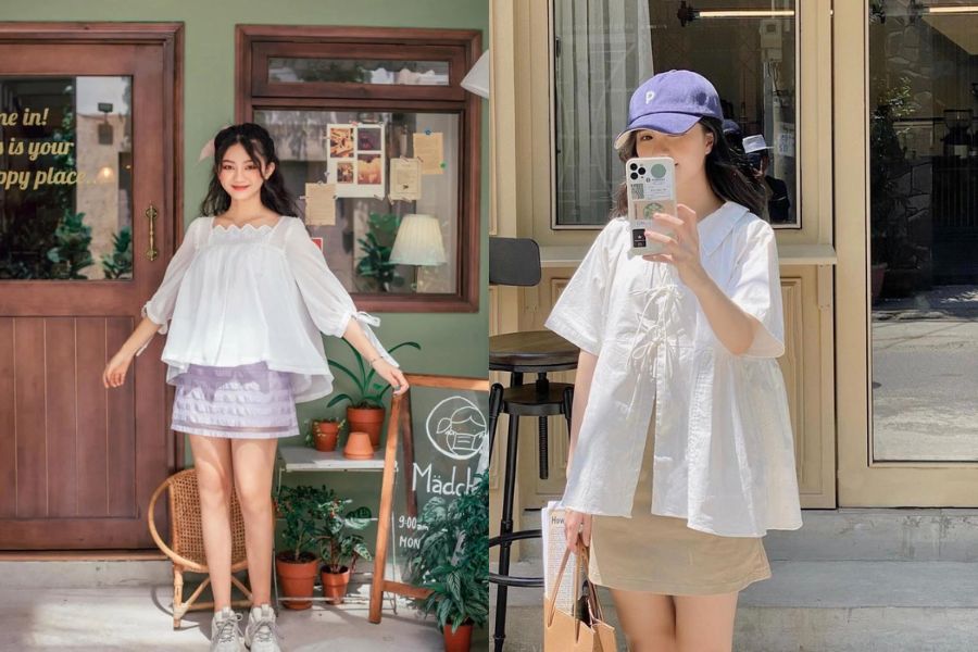 áo babydoll phối chân váy