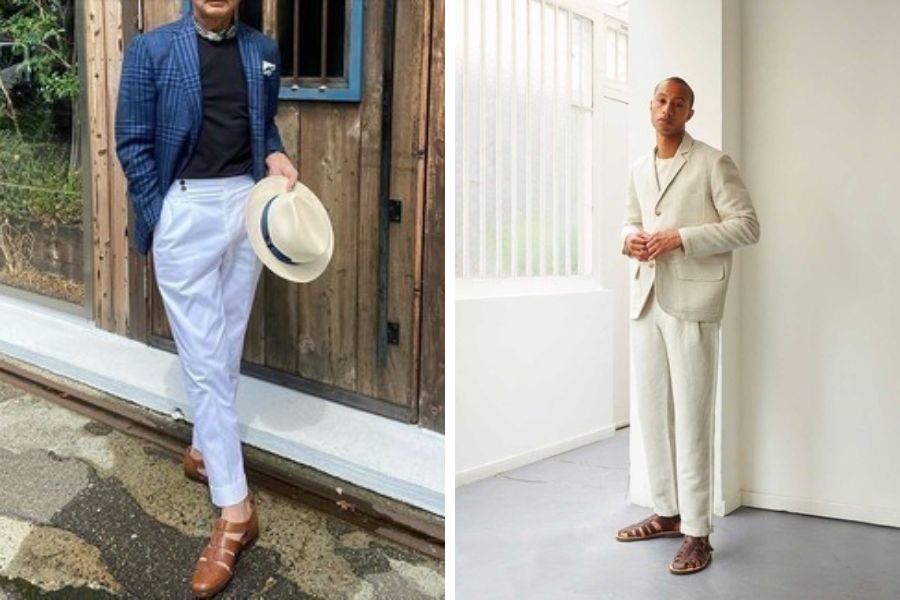 Phối áo blazer, áo vest với dép rọ để có outfit lịch sự