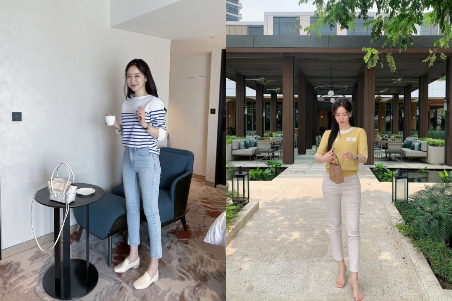 Mongtoghi oversize mix quần skinny jeans