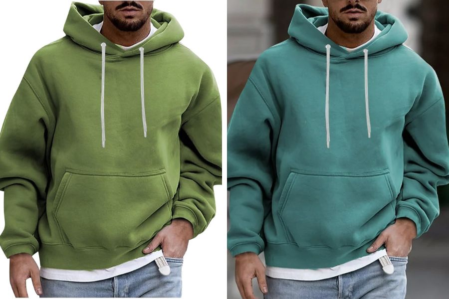 Mẫu áo hoodie trơn có thiết kế túi phía trước 