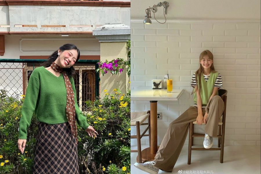 phối xanh lá với màu sắc trung tính