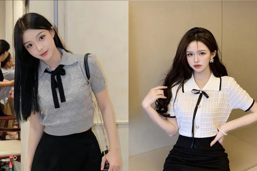 Áo mongtoghi cổ nơ