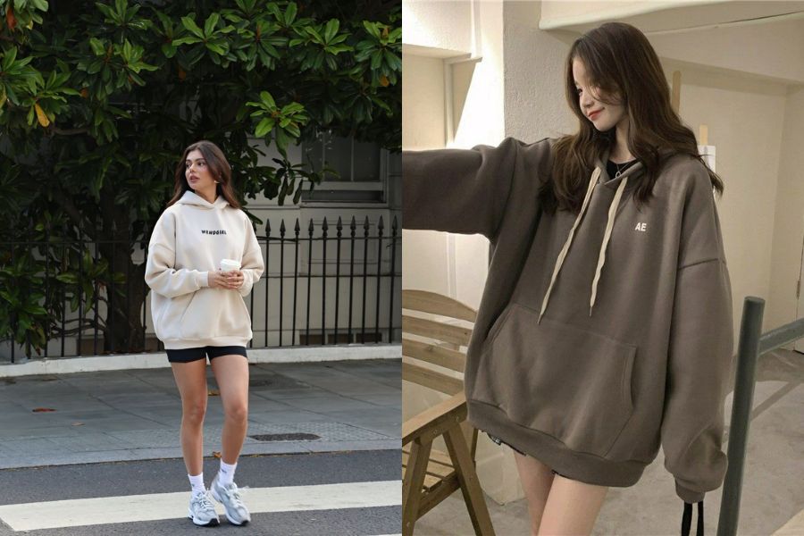 Áo hoodie quần short style giấu quần