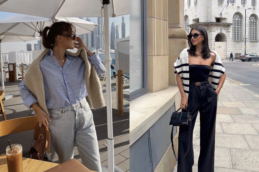 Biến sweater thành phụ kiện khoác ngang vai