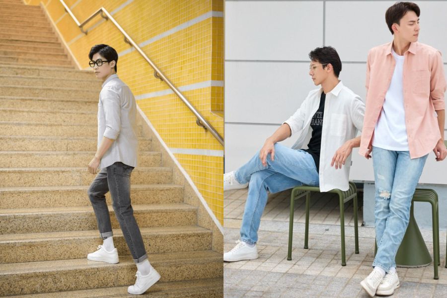 Áo sơ mi phối quần Jeans nam