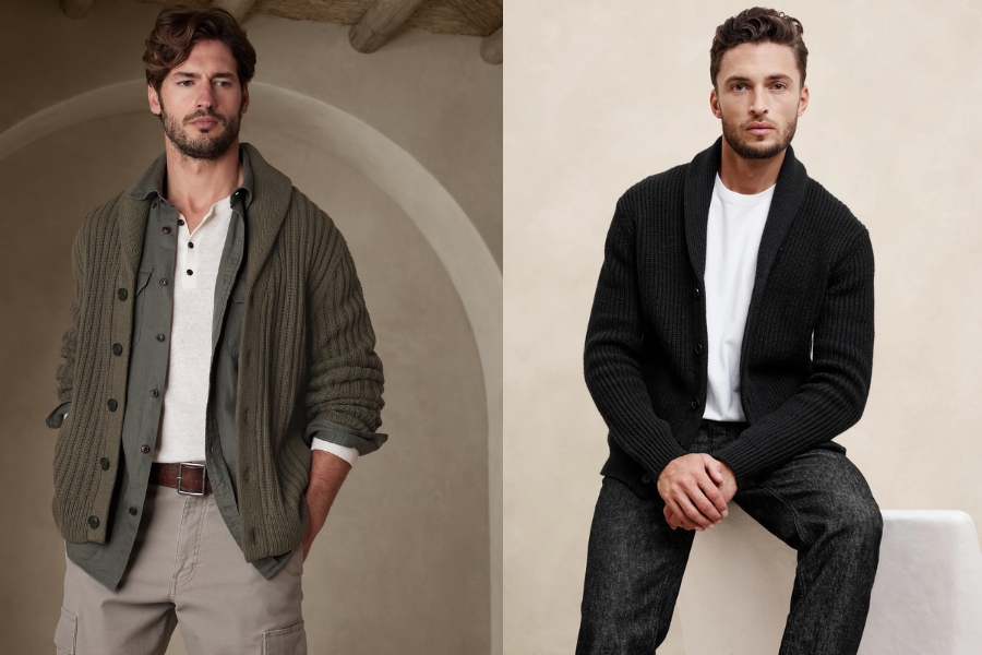 Mẫu áo len cardigan nam hàng hiệu nhà Banana Republic