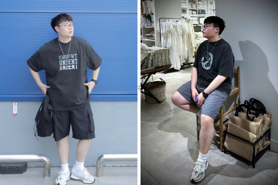 Phối quần short nam với áo phong cách darkwear