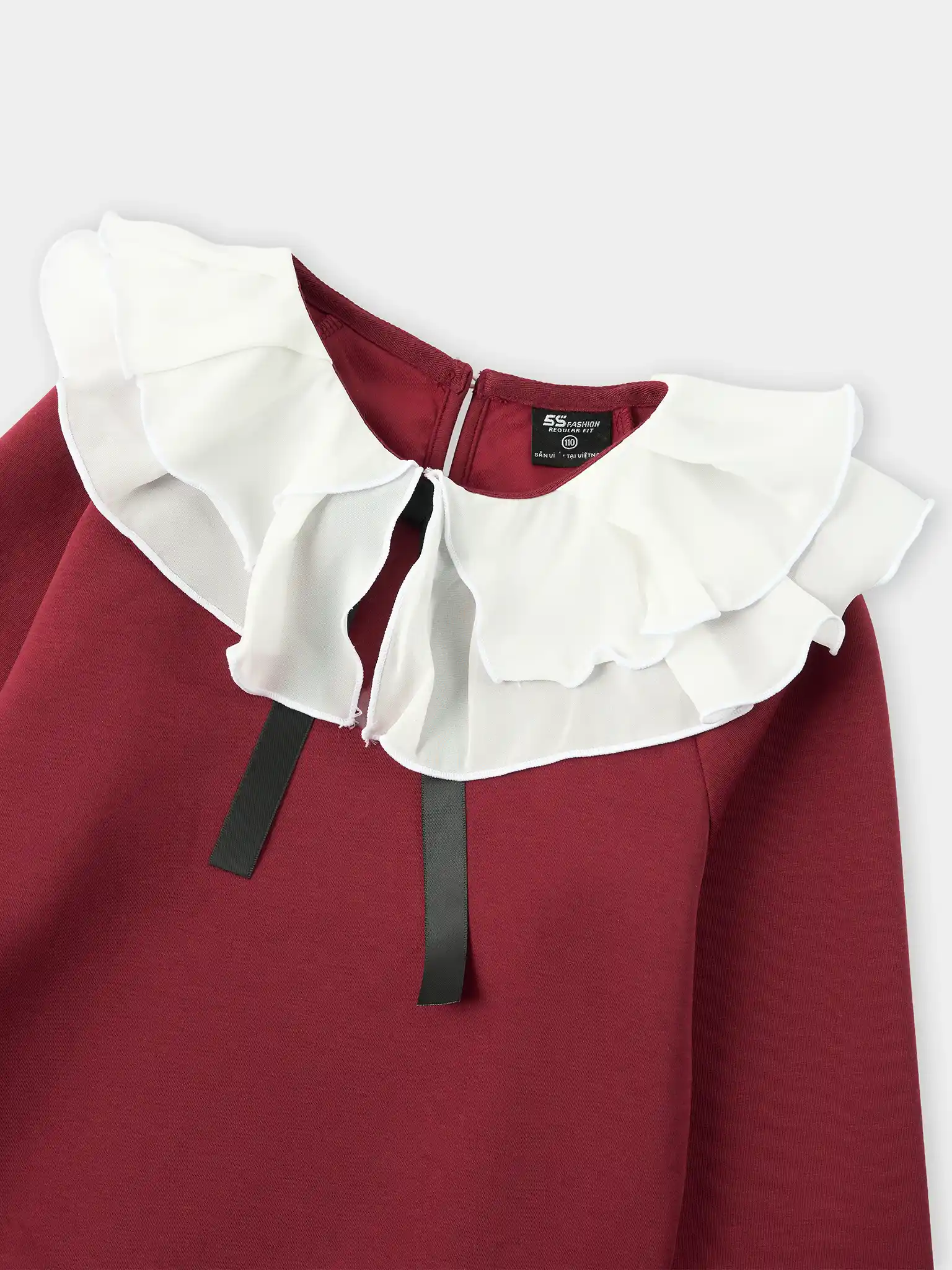 Áo Nỉ Bé Gái 5S Fashion Cổ Bèo Phối Nơ GBANI25005