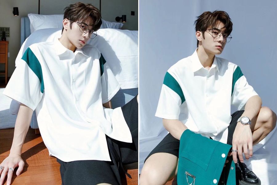 Phối áo sơ mi vải chéo thái với quần short
