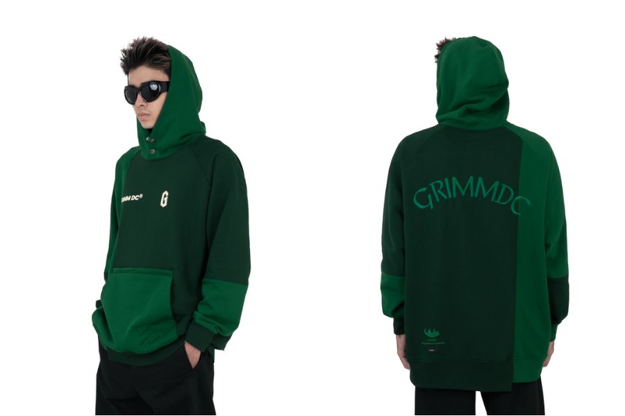 Hoodie xanh rêu local brand Grimm DC