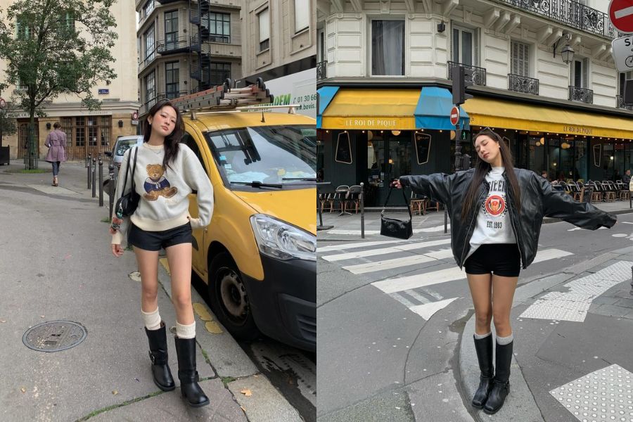 Quần short/váy ngắn + boots cao