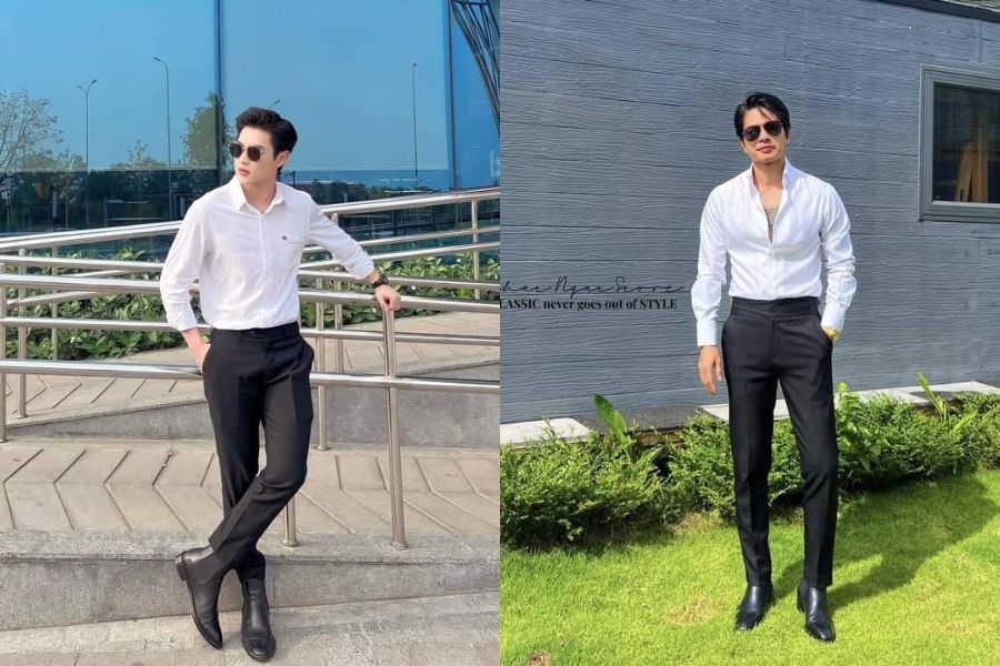 Áo sơ mi nam mix quần Chinos