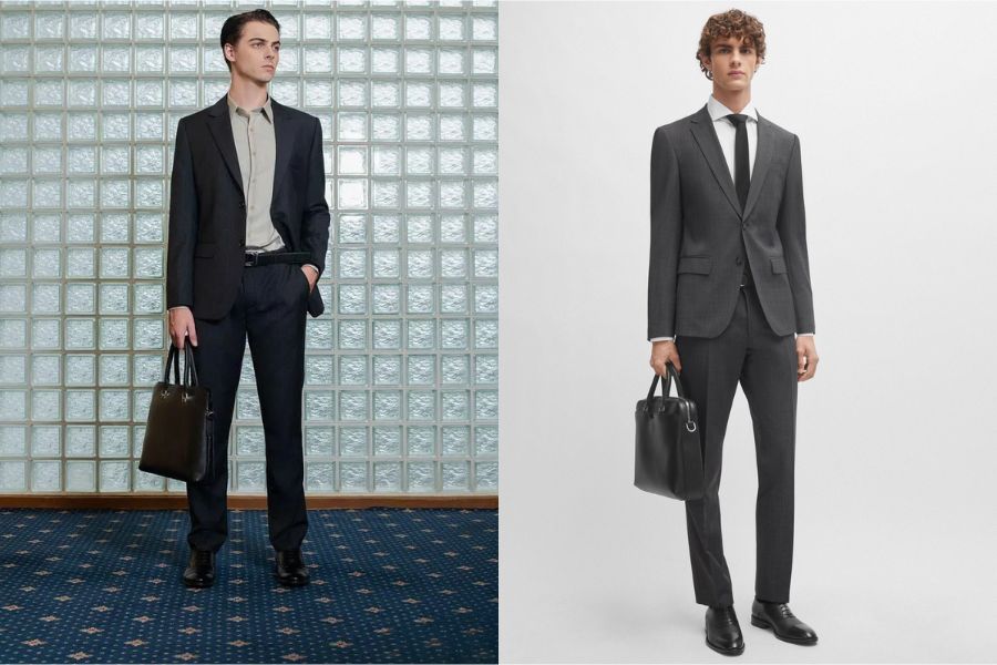 quần âu kết hợp áo sơ mi và áo vest