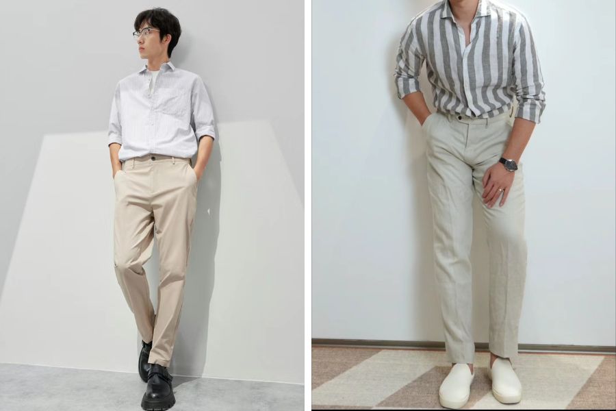 Sự kết hợp hoàn hảo của áo sơ mi thô với quần chinos