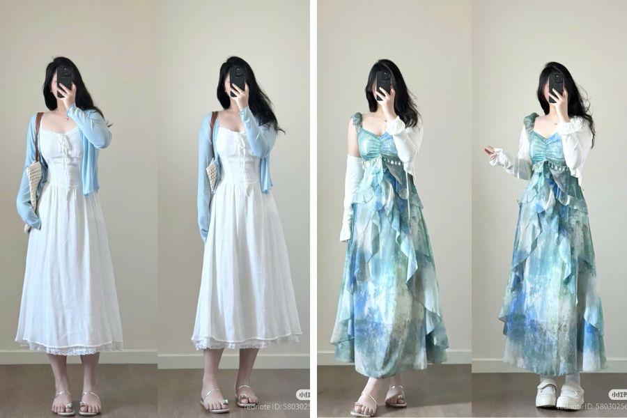 Phối đồ tạo cảm giác tươi mới, trẻ trung với màu chủ đạo là xanh dương và trắng