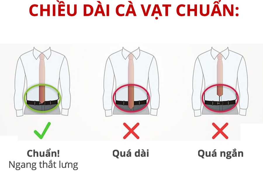 Nguyên tắc phối cà vạt với áo vest nam theo độ dài