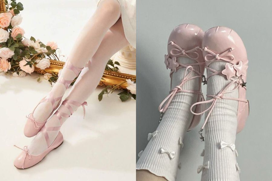 Giày búp bê đính nơ