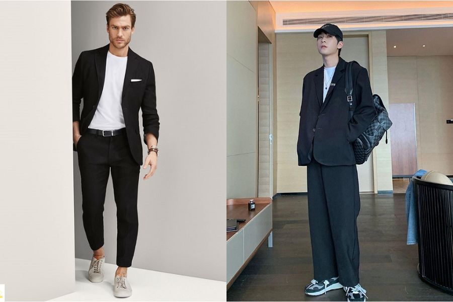 suit mix cùng với áo thun nam