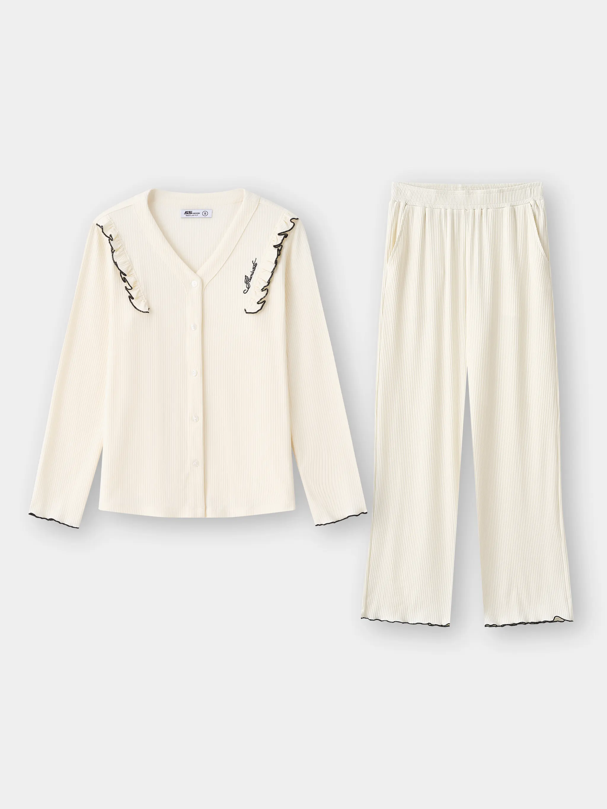 Set Bộ Đồ Mặc Nhà Nữ 5S Fashion Thêu Tinh Tế Phom Regular WBDAI25004