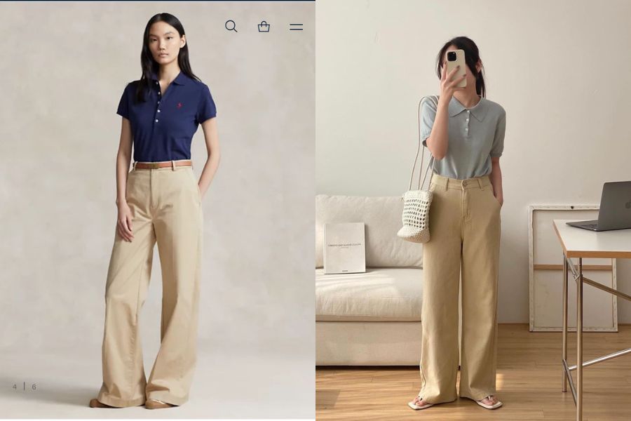 Áo polo phối quần kaki