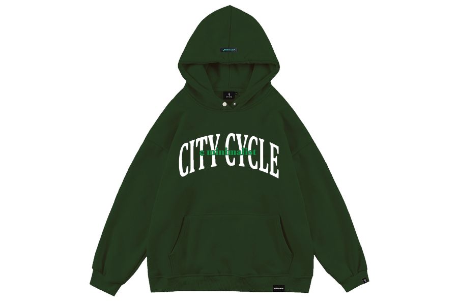 Hoodie xanh rêu local brand City Circle 