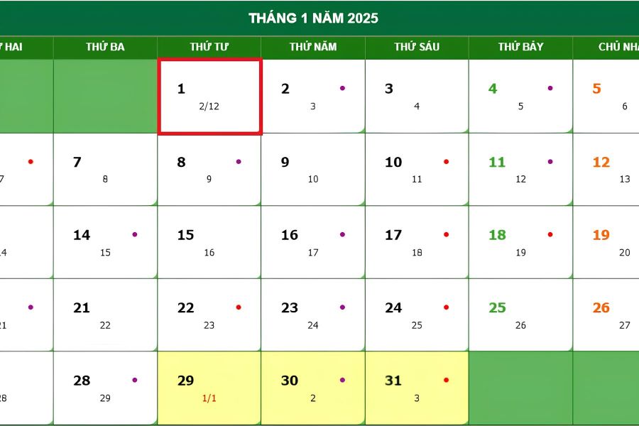 Lịch nghỉ tết dương (tết Tây) 2025