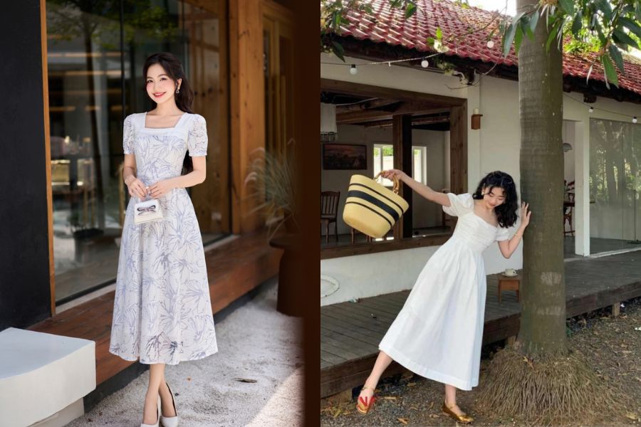 Đầm xoè tay bồng