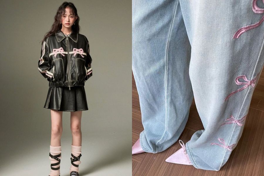 Kết hợp chất liệu để outfit không bị “bánh bèo”