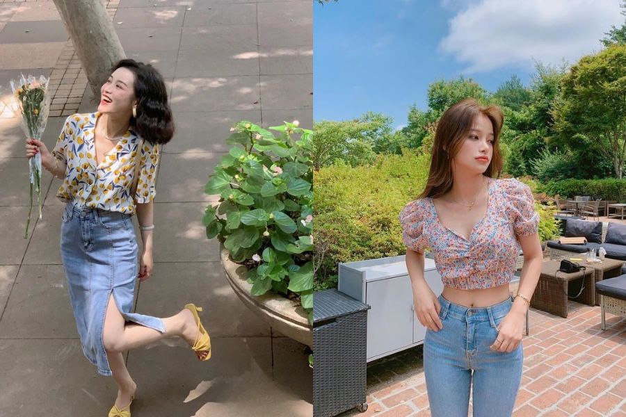 Phối đồ với áo sơ mi hoa nhí