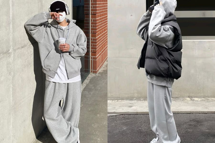 Phối đồ mùa Đông cho nam với áo hoodie, quần dài thể thao 