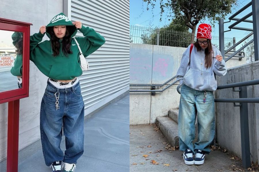 Quần Jean baggy mix áo hoodie