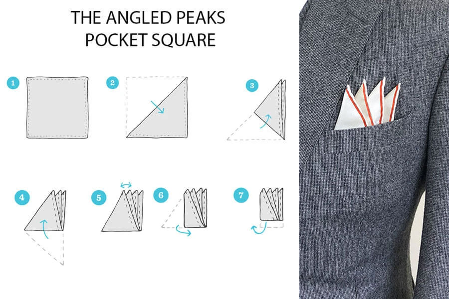Cách gấp khăn túi áo vest kiểu Angled peaks