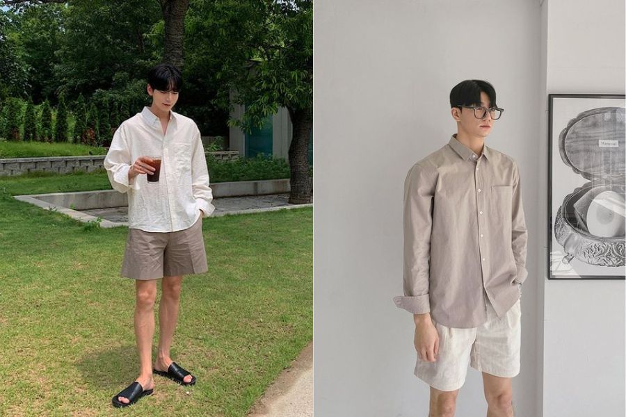 Phối áo sơ mi form rộng với quần short