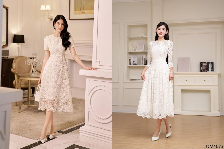 Đầm ren cổ điển sang trọng