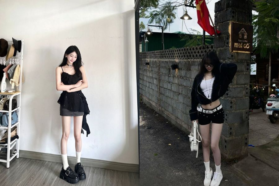 Áo 2 dây phối chân váy/ quần short cá tính