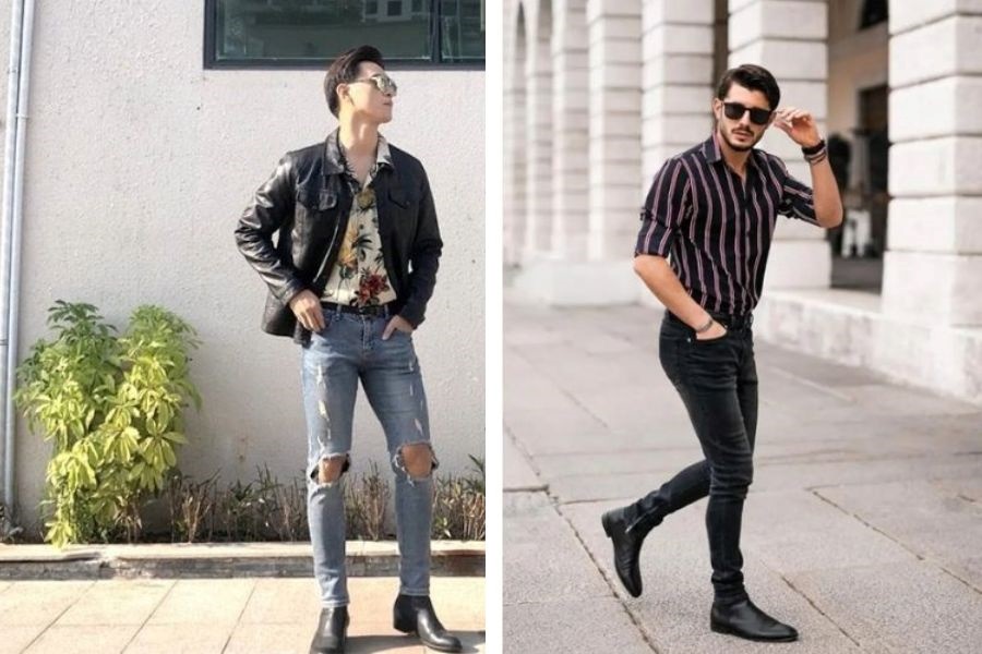 Mix boots với sơ mi vải rũ cùng quần jean để có outfit lịch lãm