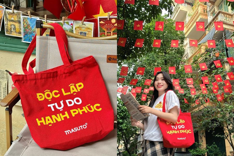 Túi tote in slogan “Tôi yêu Việt Nam
