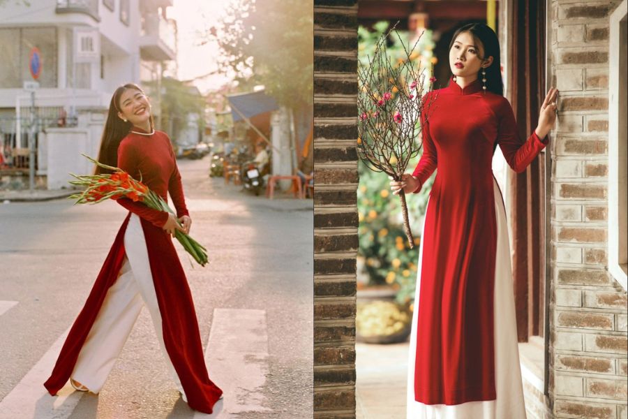 áo dài truyền thông chụp ảnh tết
