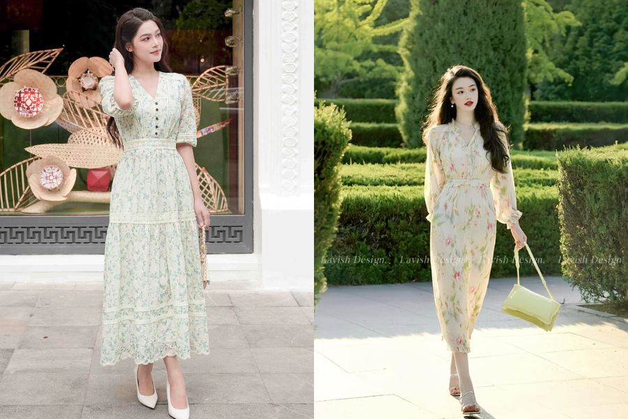 Dịu dàng với váy hoa nhí trẻ trung