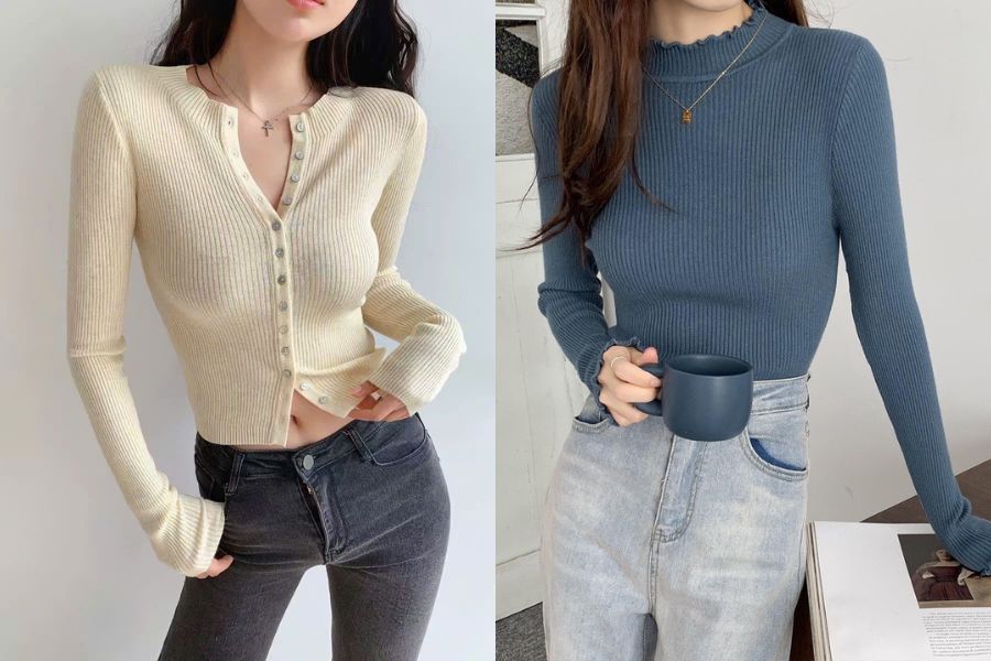 Áo len tăm ôm sát cơ thể là item lý tưởng để tôn dáng