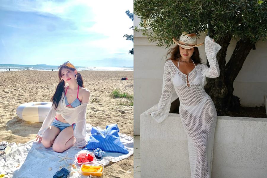 Bikini khoác áo lưới