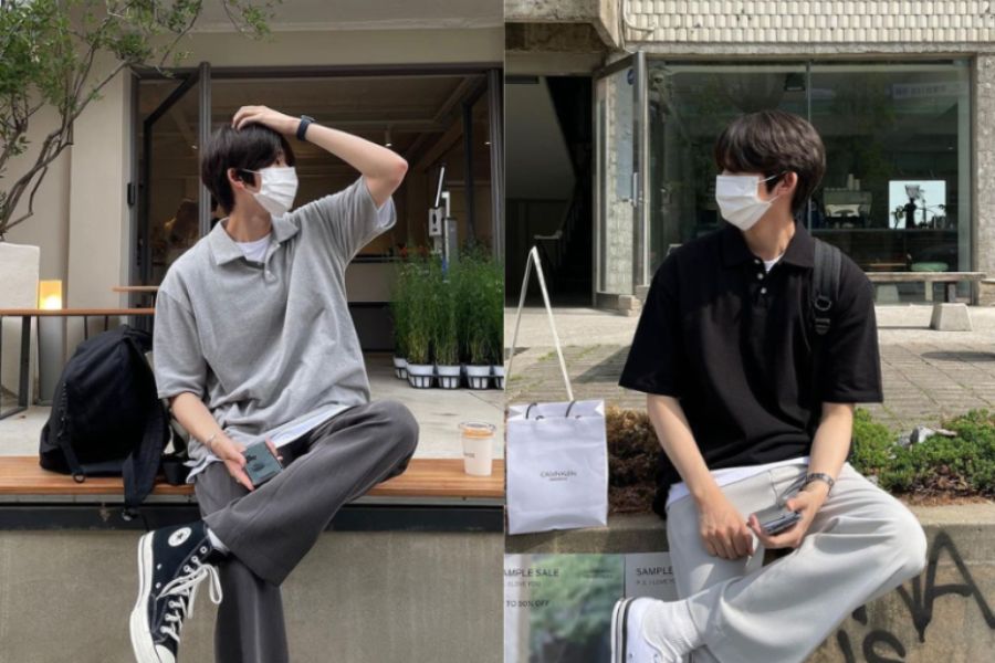 Áo polo oversize nam mặc cùng quần ống suông