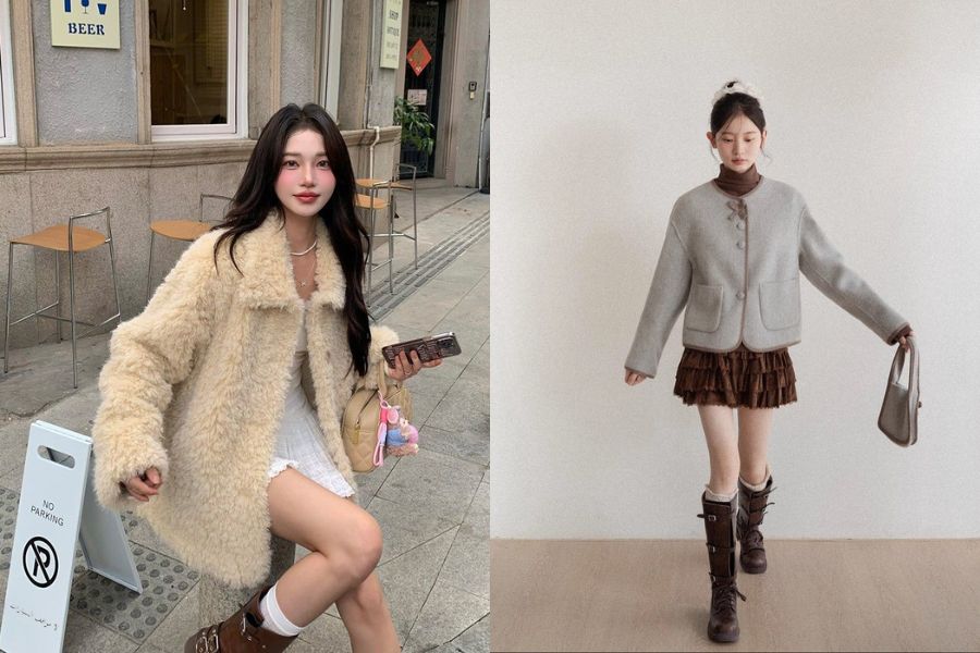 Áo khoác lông cừu ấm áp cho mùa đông