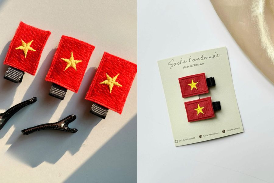 Kẹp tóc thêu cờ Tổ quốc